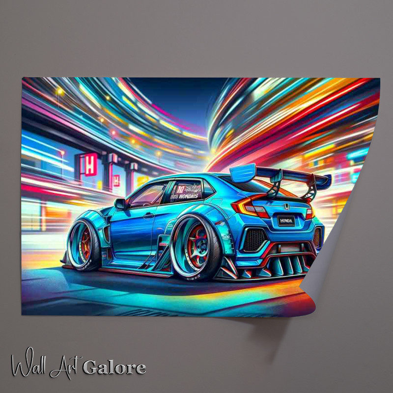 Buy Unframed Poster : (a Honda street racing car with extremely exaggerated features)