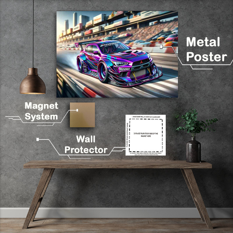 Buy Metal Poster : (a Mitsubishi street racing car with oversized features)