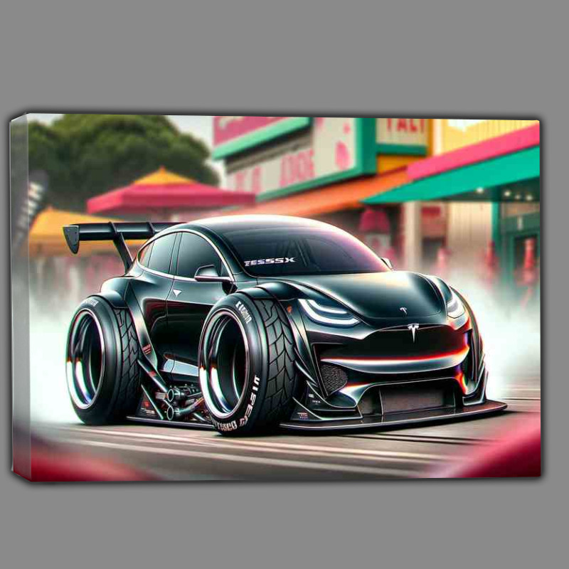 Buy Canvas : (a Tesla street racing car with extremely exaggerated features)