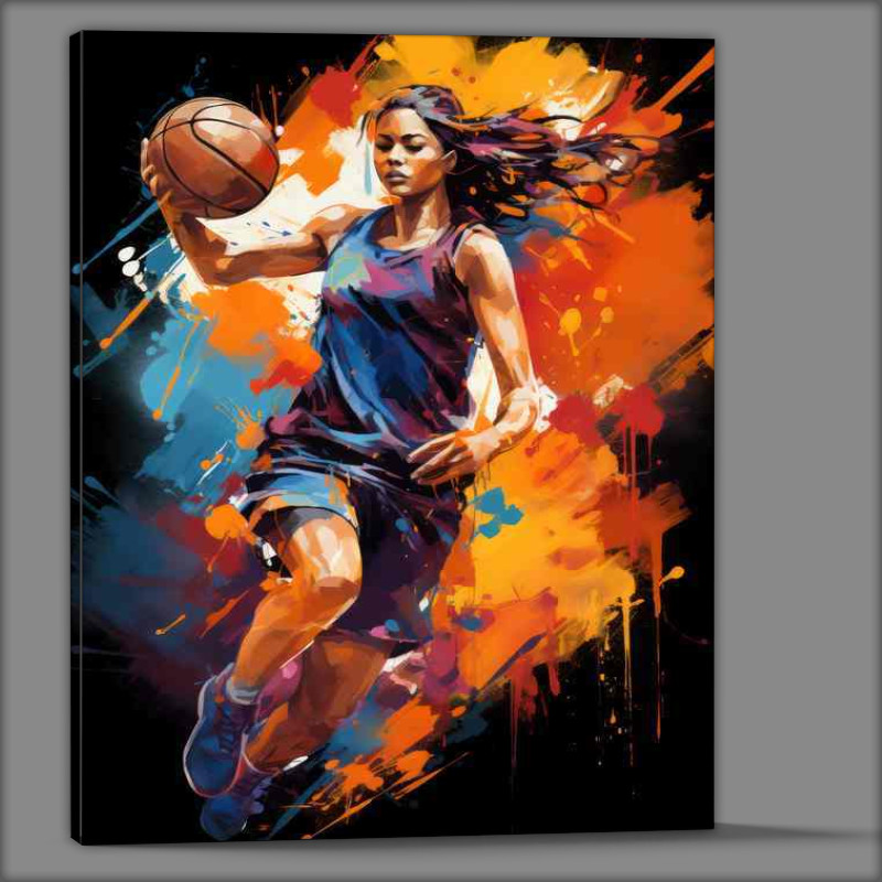 Buy Canvas : (The Lady art of basketball on the wall)