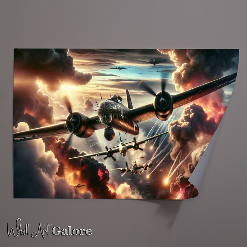 Buy Unframed Poster : (Dramatic WWII Bombers in Intense Combat)