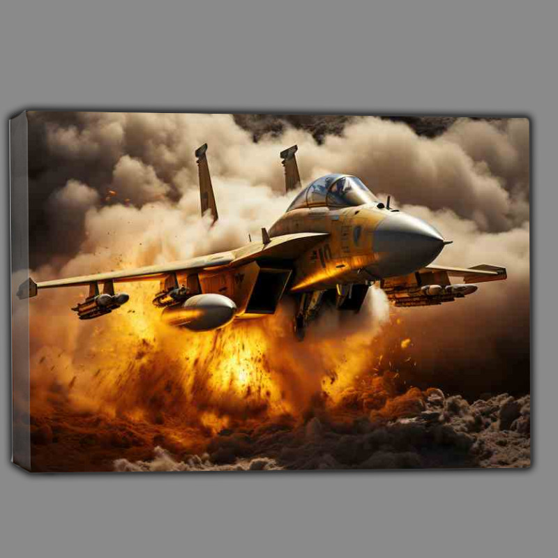 Buy Canvas : (Fighter jet Launches through the fire)