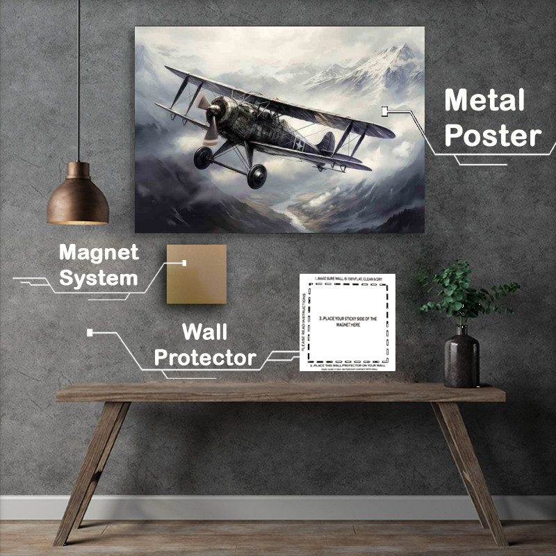 Buy Metal Poster : (Plane Flying through the clouds)