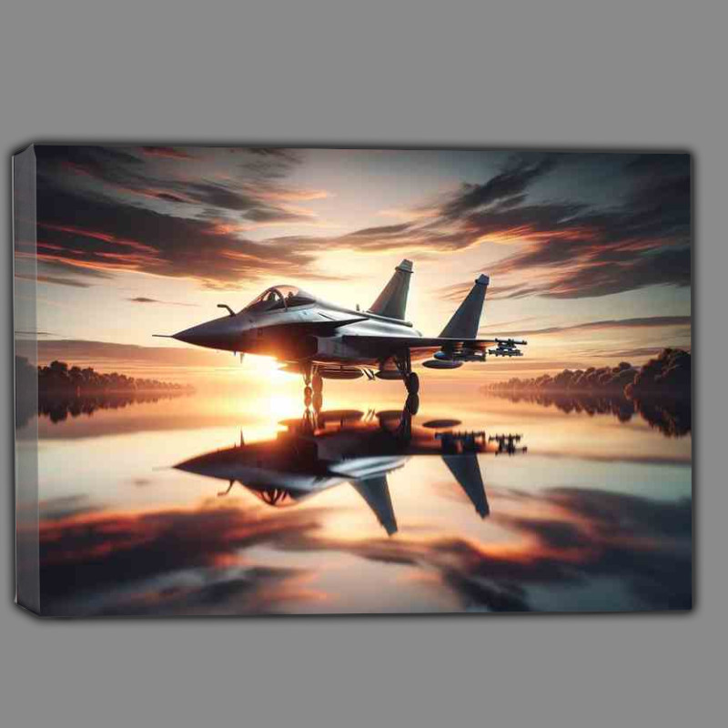 Buy Canvas : (Sunset Reflection Fighter Jet Elegance)