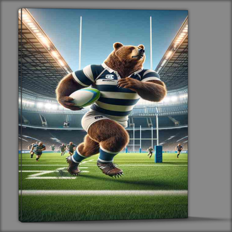 Buy Canvas : (Bear Playing Rugby in Rugby Outfit)