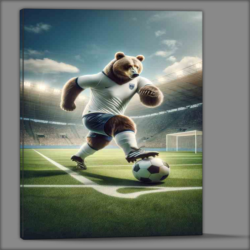 Buy Canvas : (Bear Playing Soccer football)