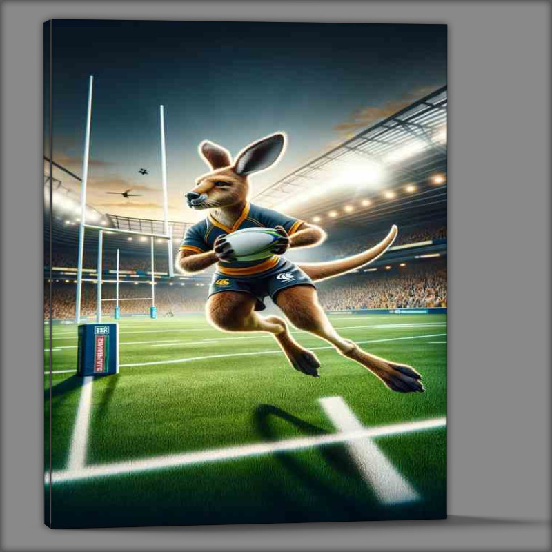 Buy Canvas : (Kangaroo Playing Rugby in Rugby Outfit)