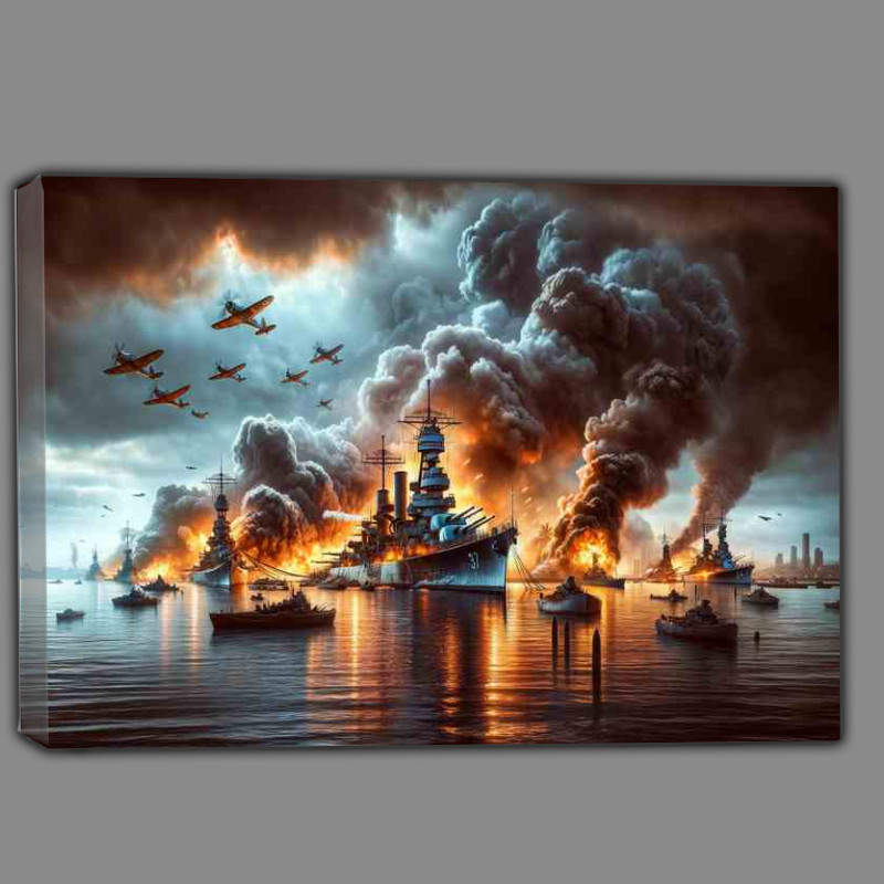 Buy Canvas : (Historic Pearl Harbor Attack Scene)