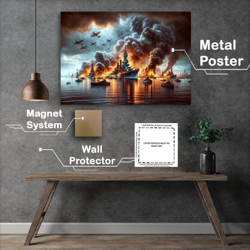 Buy Metal Poster : (Historic Pearl Harbor Attack Scene)