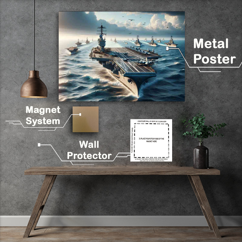 Buy Metal Poster : (Majestic WWII Aircraft Carriers at Sea)