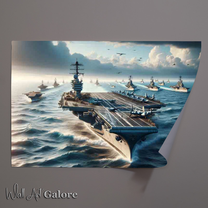 Buy Unframed Poster : (Majestic WWII Aircraft Carriers at Sea)