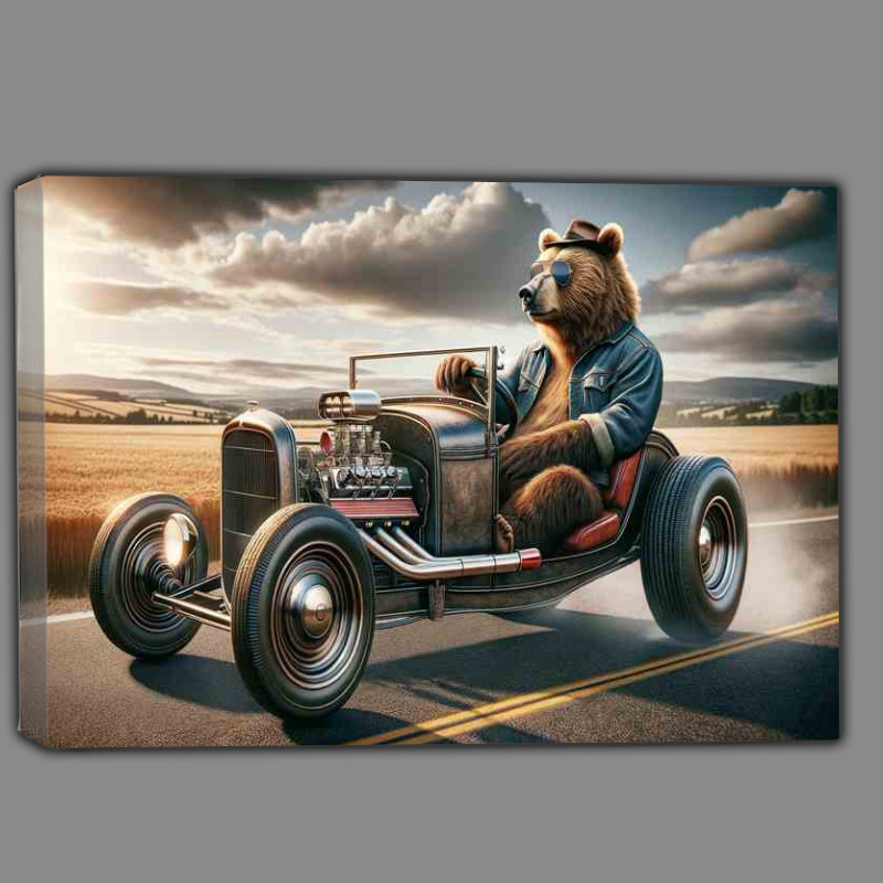 Buy Canvas : (Bear Driving an American Hot Rod)