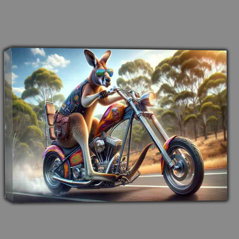 Buy Canvas : (Kangaroo Riding a Chopper)