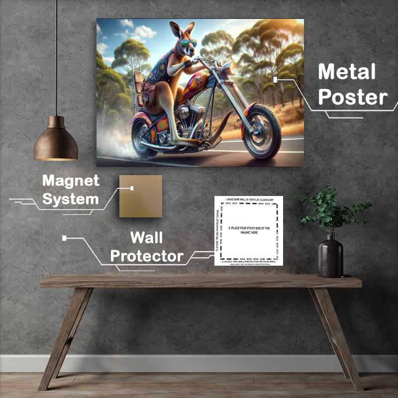 Buy Metal Poster : (Kangaroo Riding a Chopper)