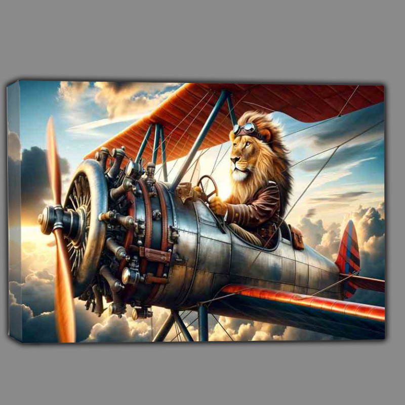 Buy Canvas : (Lion Piloting a Bi Plane)
