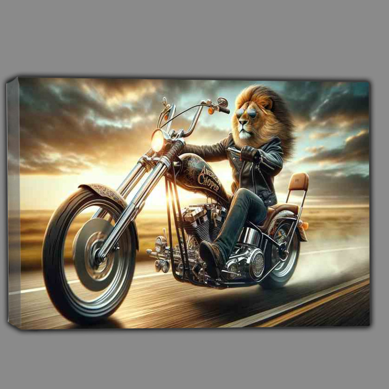 Buy Canvas : (Lion Riding a Chopper Down the Highway)