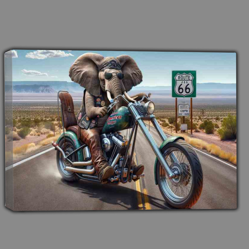 Buy Canvas : (Solo Animal on an American Chopper on Route 66 Elephant)