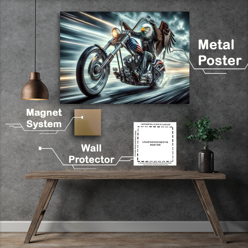 Buy Metal Poster : (Solo Eagle Riding a Chopper)