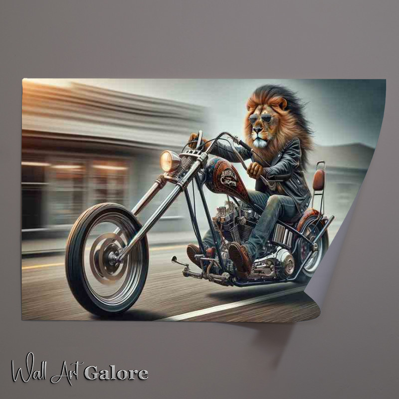 Buy Unframed Poster : (Solo Lion Riding a Chopper)