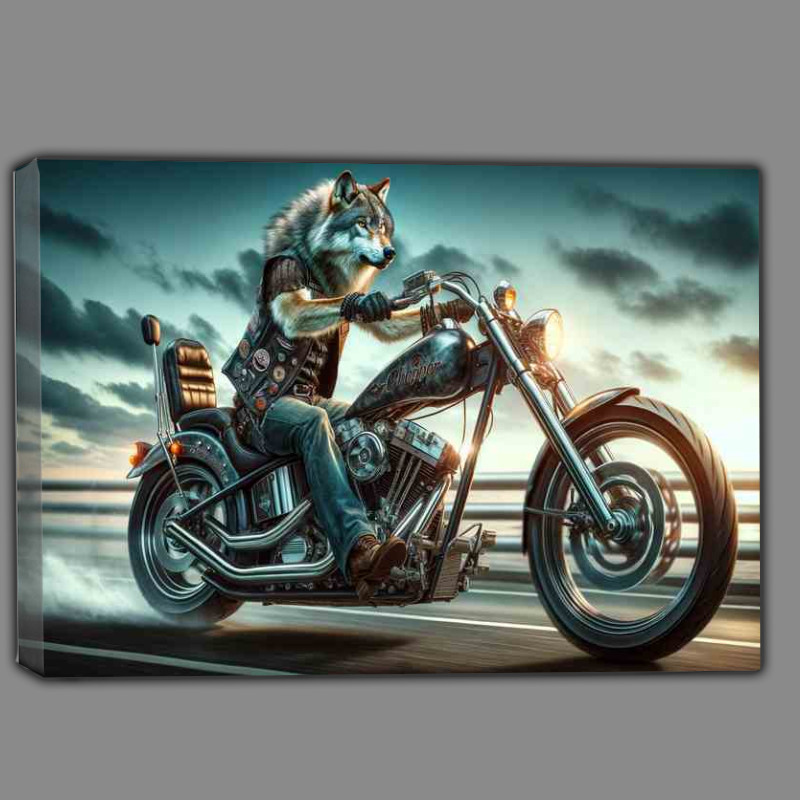 Buy Canvas : (Solo Wolf Riding a Chopper)