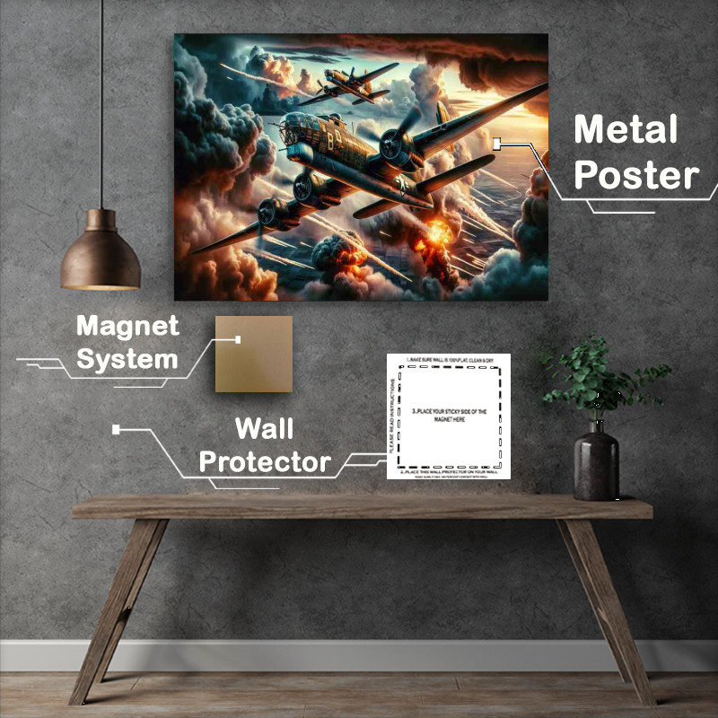 Buy Metal Poster : (Bombers in Intense Combat in the sky)