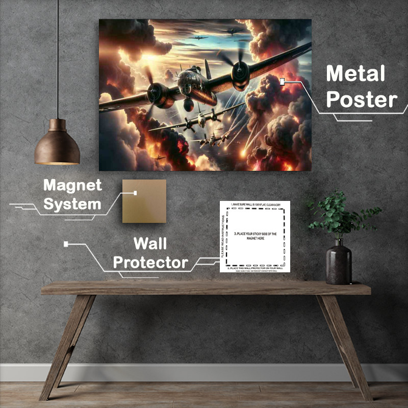 Buy Metal Poster : (Dramatic WWII Bombers in Intense Combat)
