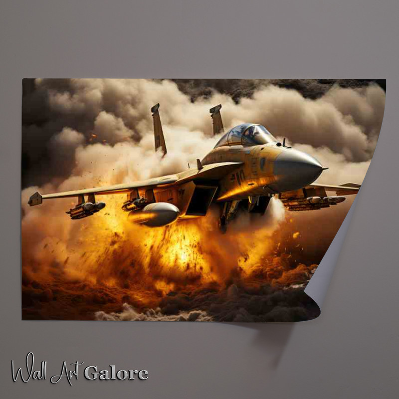 Buy Unframed Poster : (Fighter jet Launches through the fire)