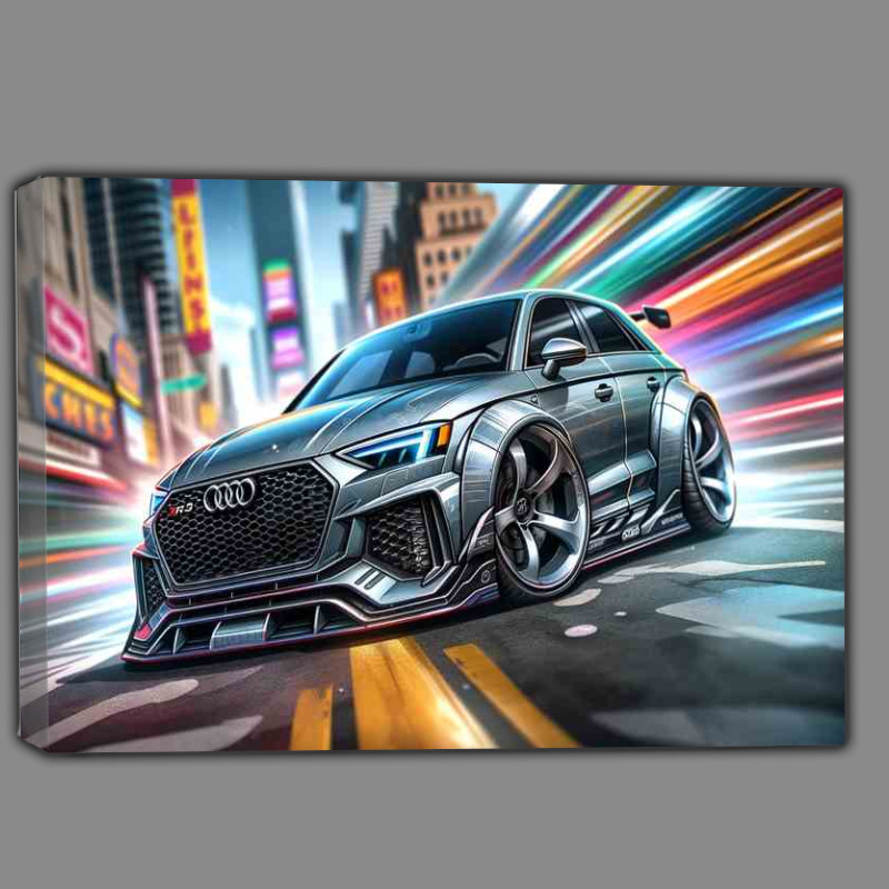 Buy Canvas : (Audi RS3 The car is designed sleek grey cartoon style)