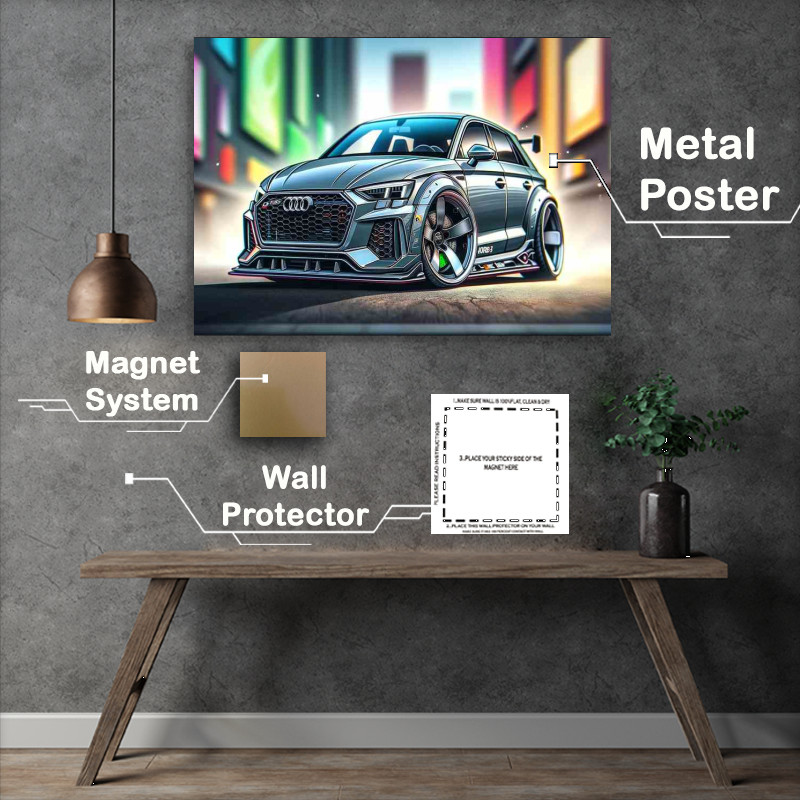 Buy Metal Poster : (Audi RS3 The car is designed with a sleek grey paint)