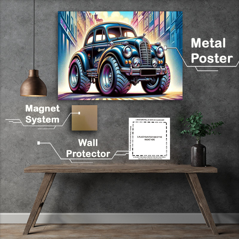 Buy Metal Poster : (Austin Westminster A90 The car is design cartoon style)