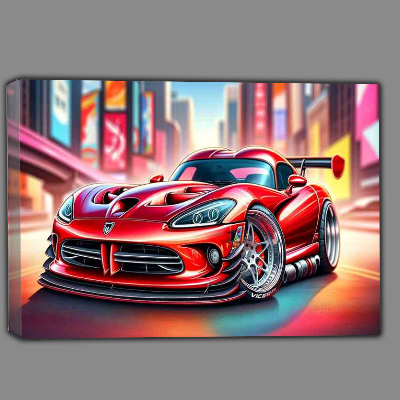 Buy Canvas : (Dodge Viper with extremely exaggerated features In Red)