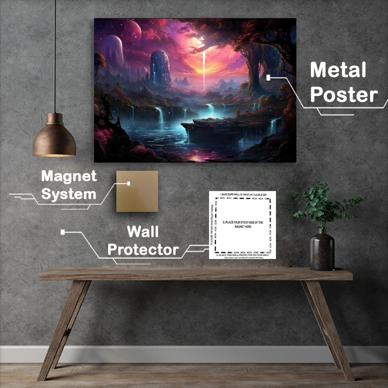 Buy Metal Poster : (Fantasy Fountains of Fluorescent Flows)