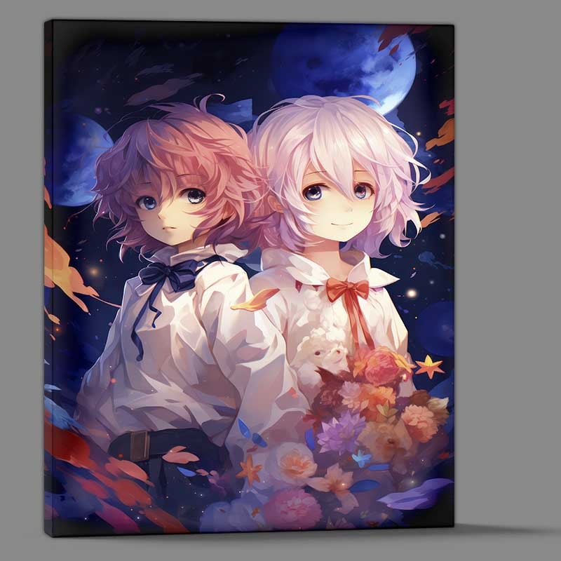 Buy Canvas : (Oeon lulu dressed in white with pink anime girls)