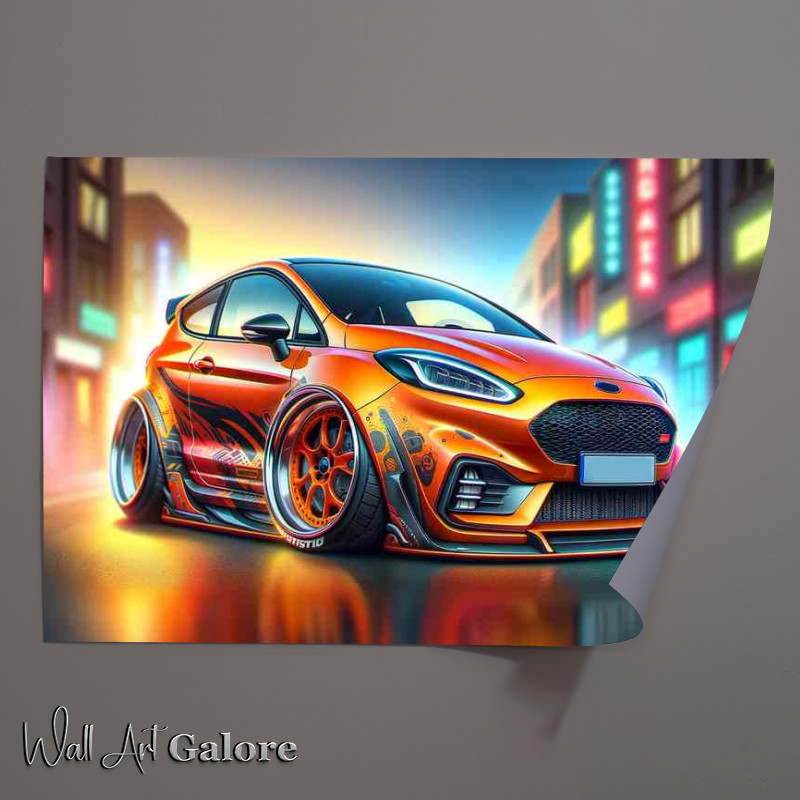 Buy Unframed Poster : (Ford Fiesta ST with extremely exaggerated features low level)
