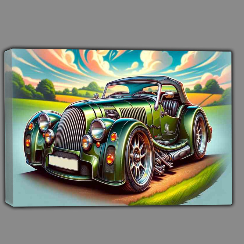 Buy Canvas : (Morgan car The car is designed with a vintage green paint)