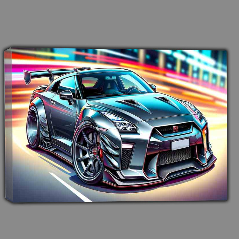 Buy Canvas : (Nissan GTR with extremely with a metallic gray paint job)