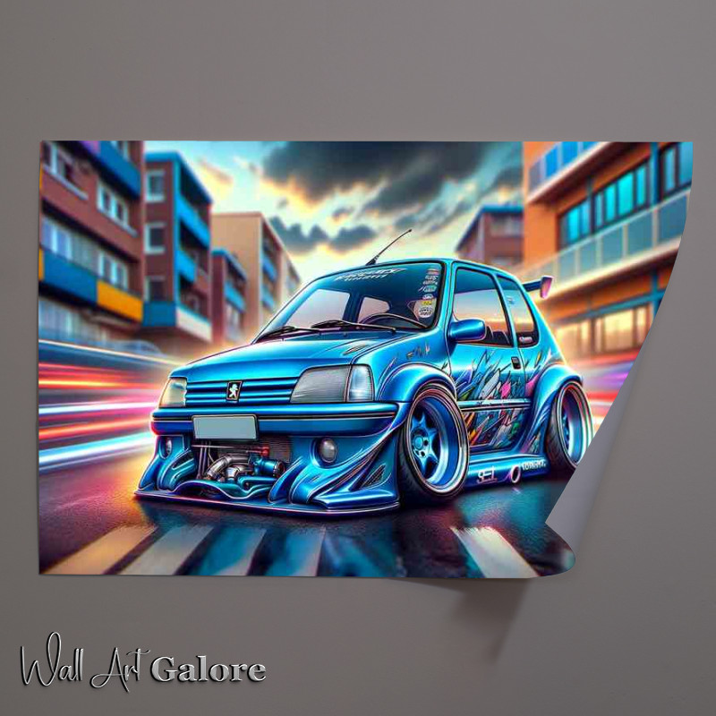 Buy Unframed Poster : (Peugeot 106 with extremely with a lively blue paint)