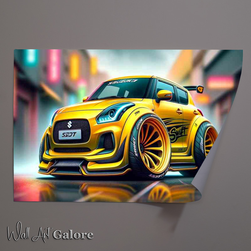 Buy Unframed Poster : (Suzuki Swift Sport with extremely exaggerated yellow)