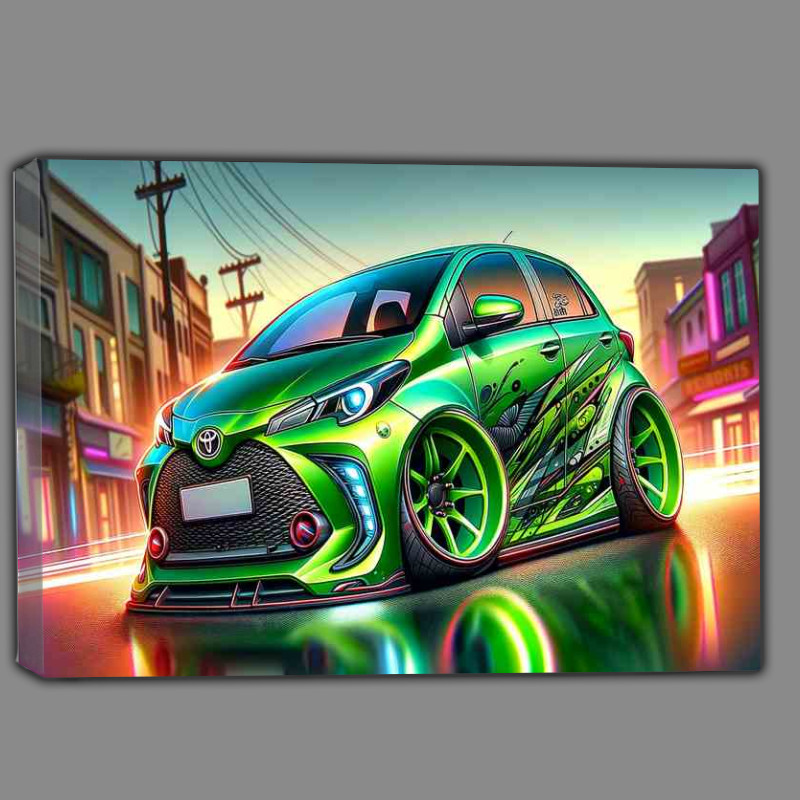 Buy Canvas : (Toyota Yaris with designed with a vibrant green)