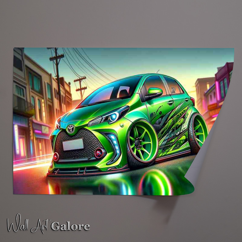 Buy Unframed Poster : (Toyota Yaris with designed with a vibrant green)