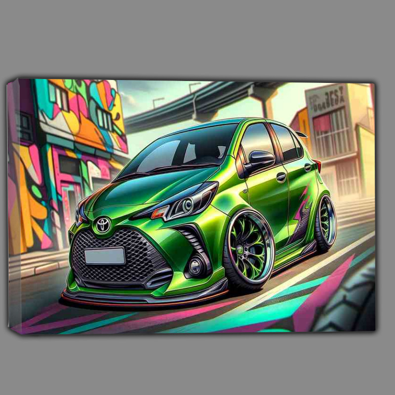 Buy Canvas : (Toyota Yaris with extremely exaggerated features In Green)