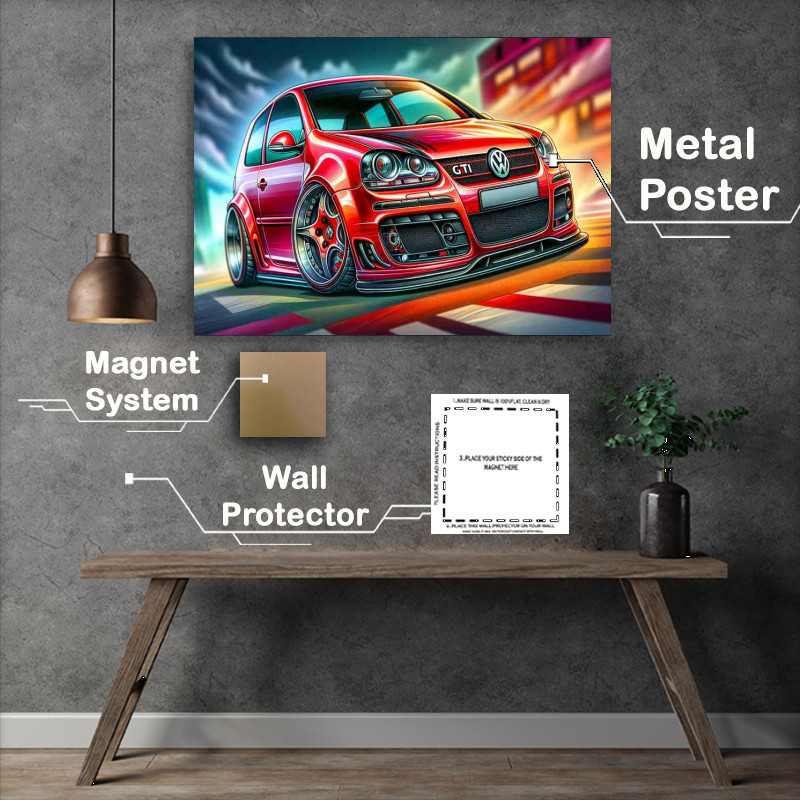 Buy Metal Poster : (Volkswagen Golf GTI with extremely exaggerated features)