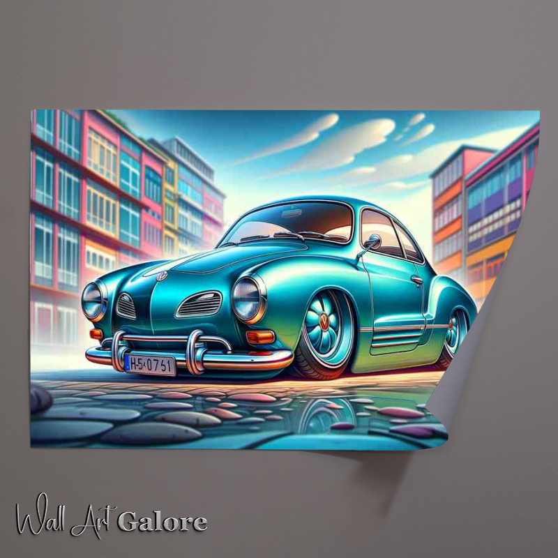 Buy Unframed Poster : (Volkswagen Karmann Ghia with extremely exaggerated features)