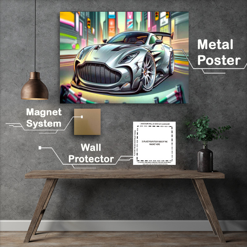 Buy Metal Poster : (Aston Martin One 77 with extremely exaggerated features)