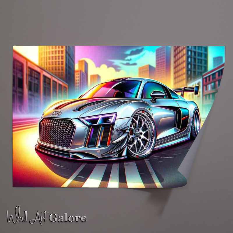 Buy Unframed Poster : (Audi R8 style in a sleek silver paint)