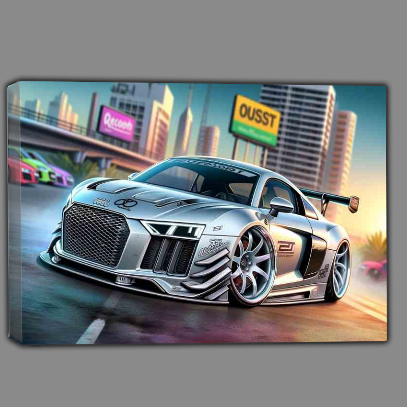 Buy Canvas : (Audi R8 with extremely exaggerated features in silver)