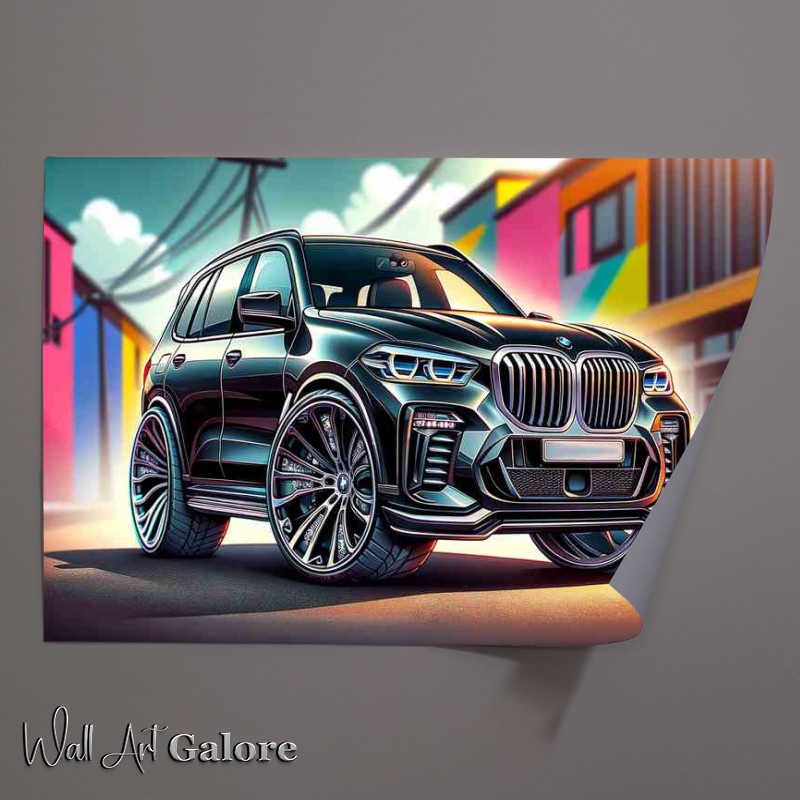 Buy Unframed Poster : (BMW X5 4x4 style in black cartoon)