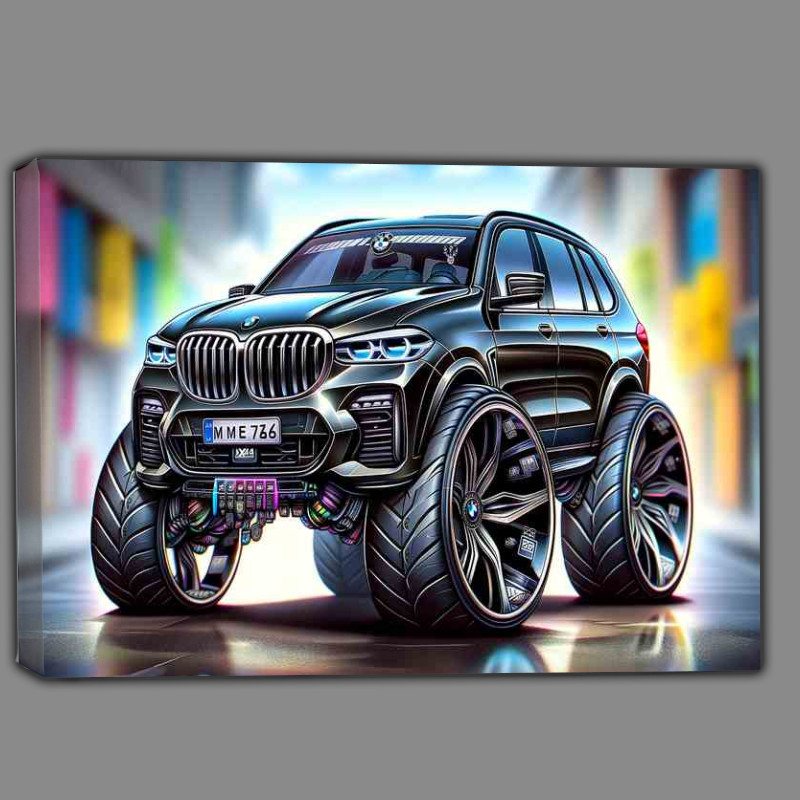 Buy Canvas : (BMW X5 4x4 with extremely exaggerated big wheels cartoon)