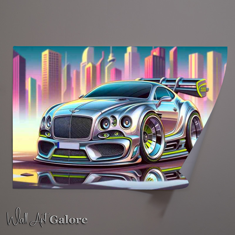 Buy Unframed Poster : (Bentley EXP 100 GT style in silver cartoon)
