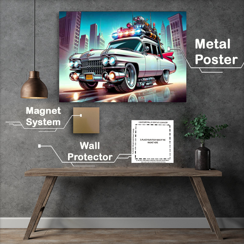 Buy Metal Poster : (Cadillac Miller Meteor inspired by Ghostbusters)
